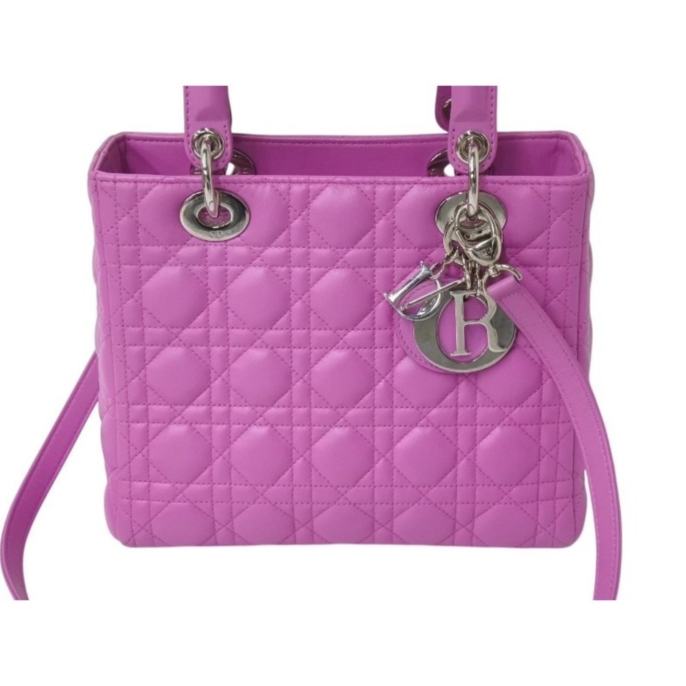 CHRISTIAN DIOR Lady Handbag Cannage Purple Silver - Picture 2 of 9